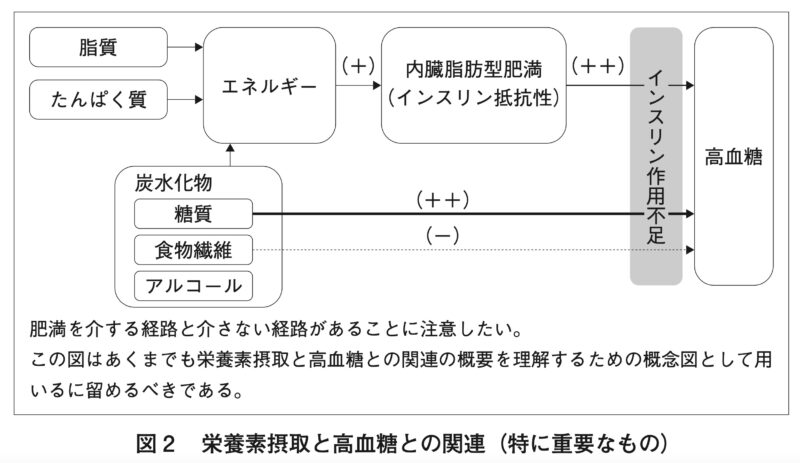 図 2 栄養素摂取と高血糖との関連(特に重要なもの)